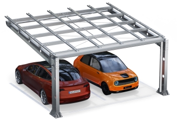 Marquesina para coches PP2-G-3, de un solo lado, módulo básico, SoloPort