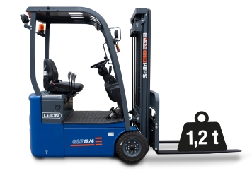 LI-ION Carretilla elevadora eléctrica GSE12/4 incl. cargador, capacidad de carga 1.200 kg, SolidHub 