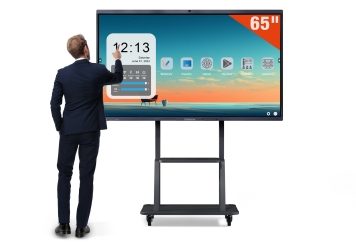 Pizarra digital interactiva IWBT-65, 4K, 65 in pantalla táctil con soporte con ruedas, TecMaschin 