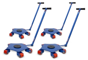 4 x chasis rodante giratorio TFW-L6000, carga máx. 6.000 kg, giratorio 360°, incl. barra de tracción, SolidHub 