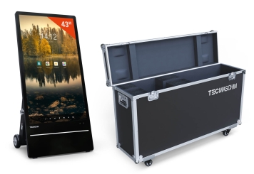 Totem multimedia para exteriores DAO-LCD43E con caja de transporte, 43 in con batería, Android 13, TecMaschin 