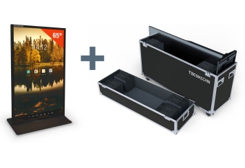 Totem multimedia DKS-LED65 con caja de transporte incluida, 65 in pantalla, Android 13, negro, 870 mm x 450 mm x 1.555 mm, TecMaschin 