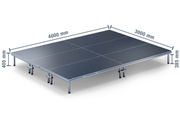 4 m x 3 m Escenario móvil EBM850/2, 405 mm alto, 6 módulos 850 kg carga máxima por módulo 