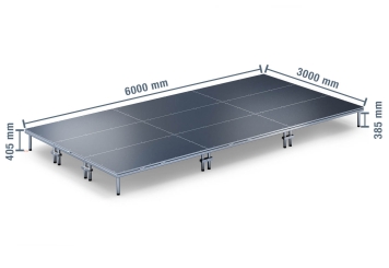 6 m x 3 m Escenario móvil EBM850/2, 405 mm alto, 9 módulos 850 kg carga máxima por módulo 