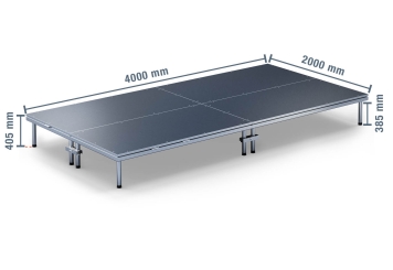 4 m x 2 m Escenario móvil EBM850/2, 405 mm alto, 4 módulos 850 kg carga máxima por módulo 