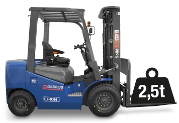 LI-ION Carretilla elevadora eléctrica GSE25/5, cargador integrado, capacidad de carga 2.500 kg, SolidHub 
