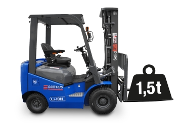 LI-ION Carretilla elevadora eléctrica GSE15/5, cargador integrado, capacidad de carga 1.500 kg, SolidHub 