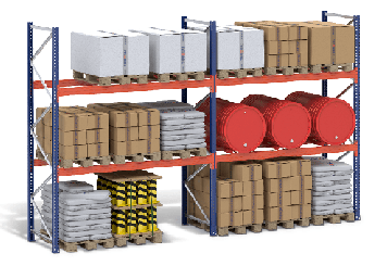 770cm Estantería para palés (Tipo: PR15000) 300cm alto 110cm profundo con 3 Niveles para 32 Palés europeos incl. soportes de estantería (Balda de rejilla)
