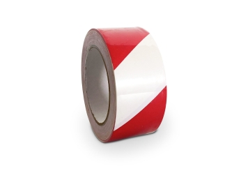 Floor marking tape, economy pack of 3 rolls, white/red, 66 m, 50 mm wide 
