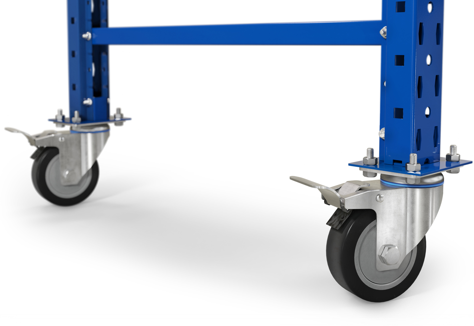 Estantería inclinada móvil con base regulable en altura